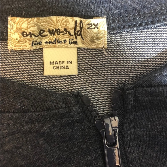 One World Zip Front Athletic Jacket 2X - Picture 3 of 6